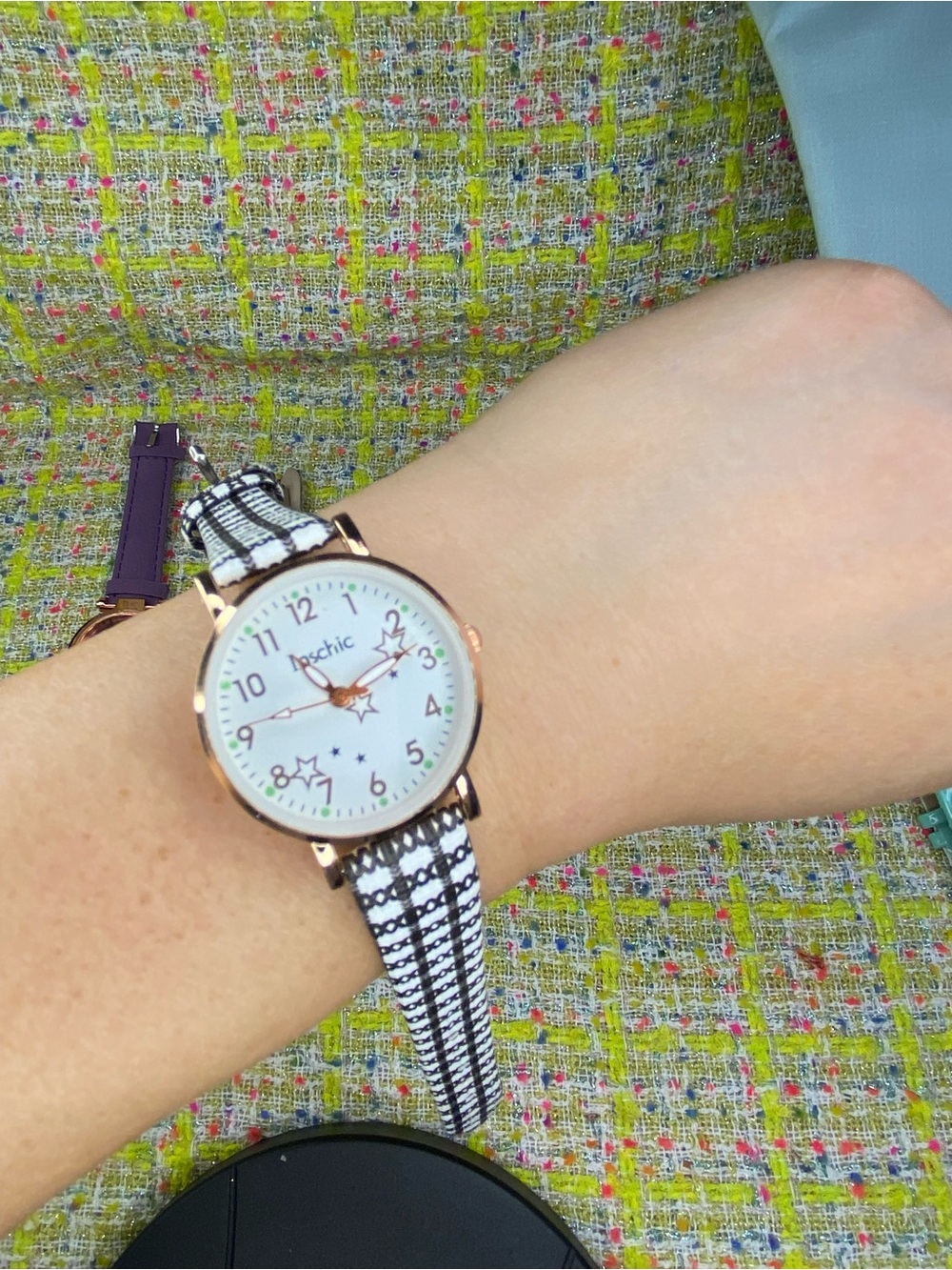 Unbranded White & Black Pattern Women's Watch with Rose Gold Case